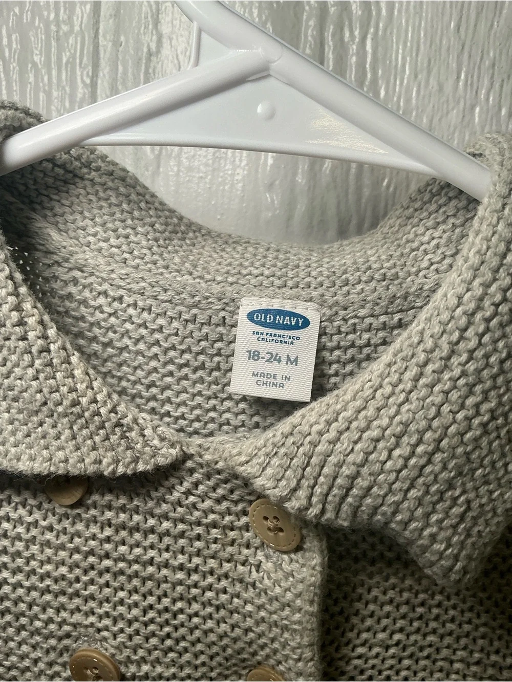 Old Navy Taupe Double-Breasted Knit Cardigan